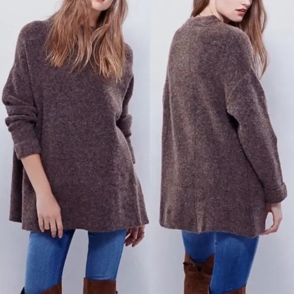Free People Winding Ivy Pullover Oversized Brown Chunky Sweater XS/S - Picture 1 of 10